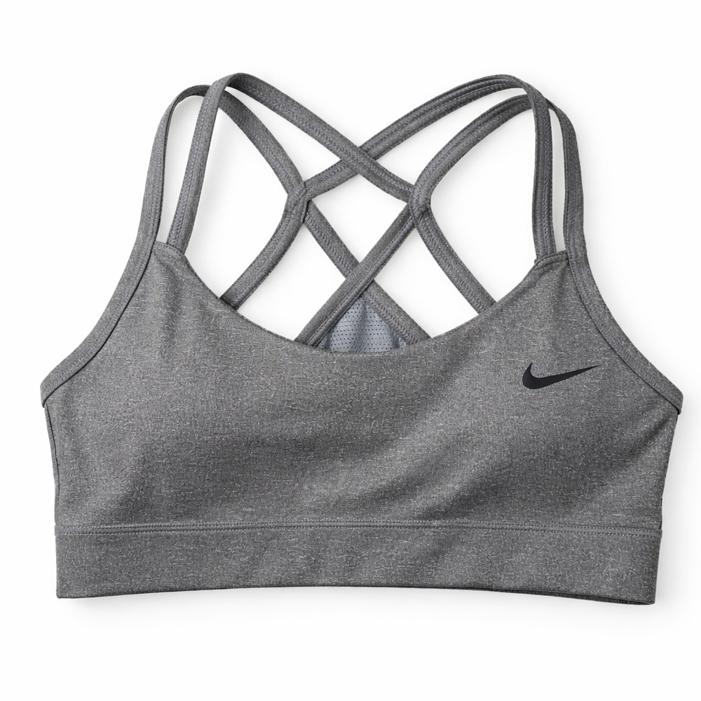 Nike Gray Strappy Back Sports Bra Small Medium Support Training Yoga